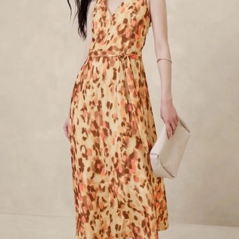 Banana Republic Animal Print Midi Dress - Orange and Brown